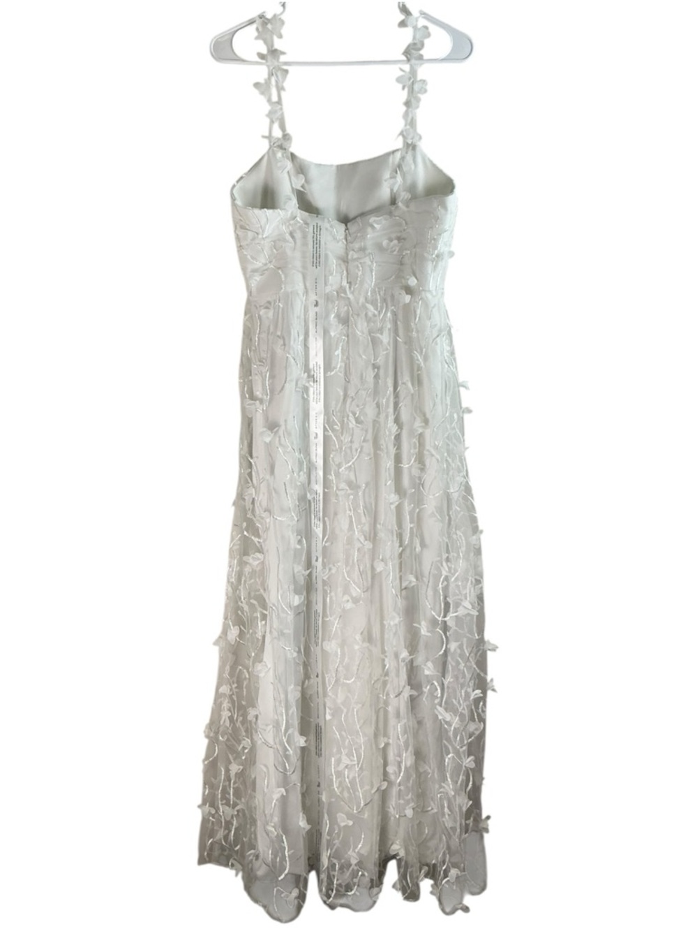 Dessy Collection Ivory Shirred 3D Sequin Embroidery Floral Maxi Dress - Picture 5 of 7